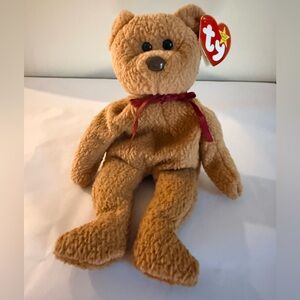 Ty Brown Teddy Bear Plush with Red Bow
